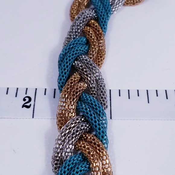 Chain Snake Braided Bracelet Silver Gold Blue - Picture 4 of 5